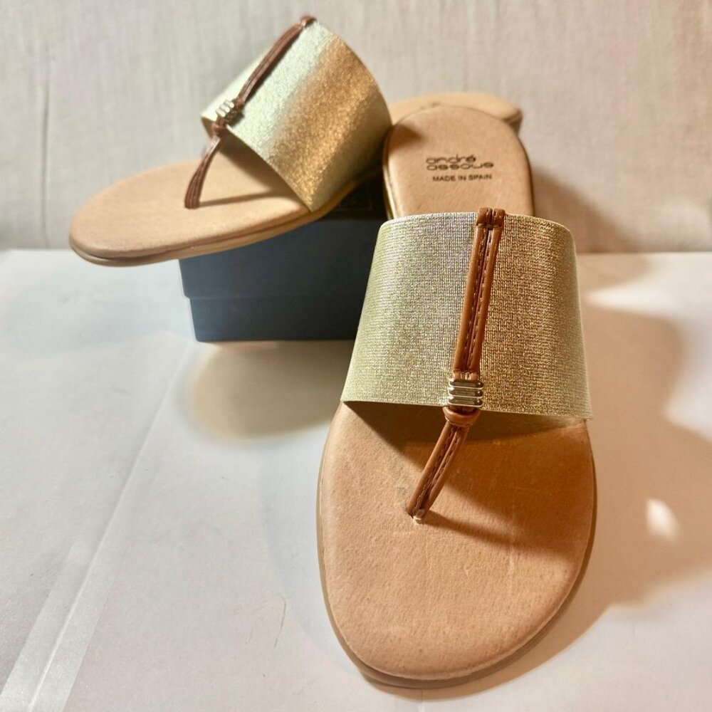 NWOT - Andre Assous Thong Slides - Made in Spain - FREE Mystery Gift